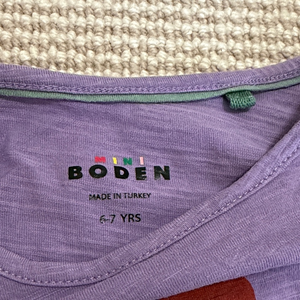 Mini Boden Purple & Navy Long Sleeve Graphic Camping Tees Size 6-7 - Picture 2 of 3